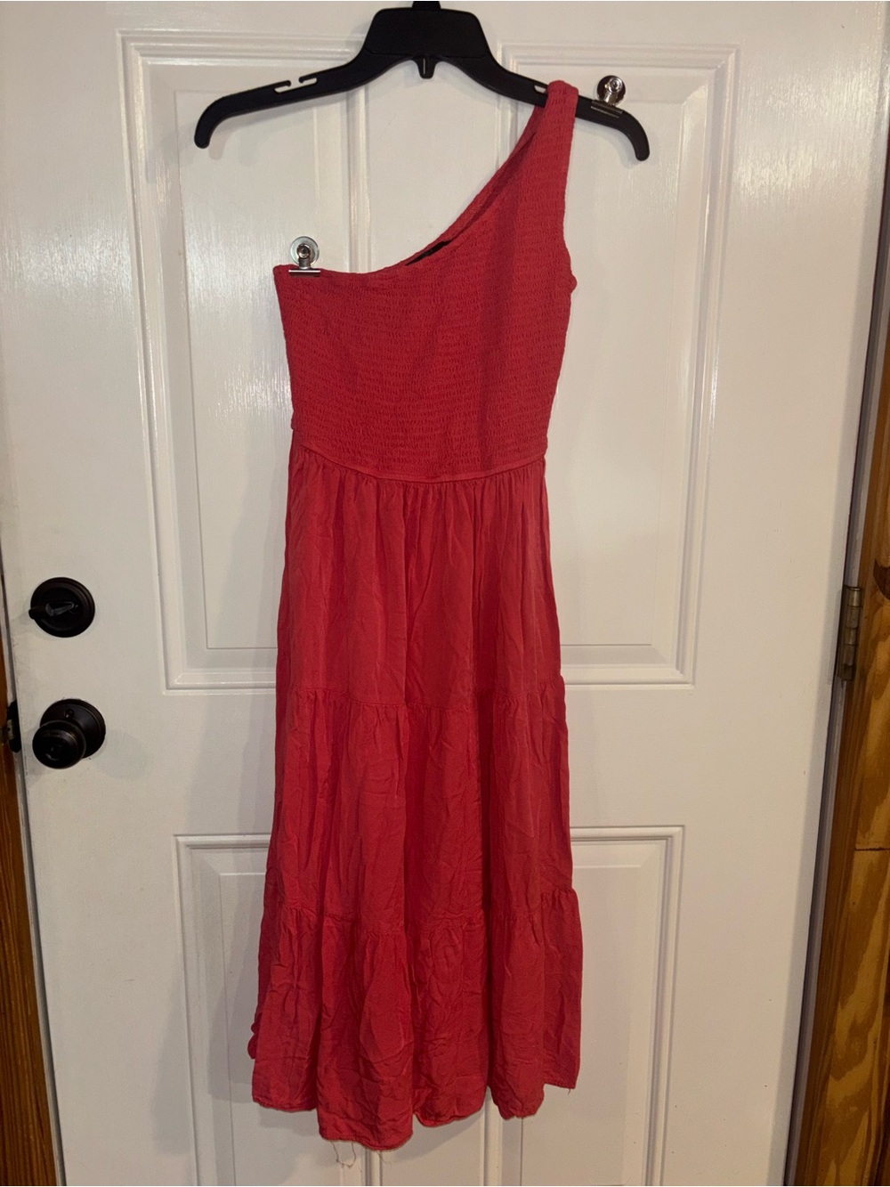 One-Shoulder Red Women's Maxi Dress